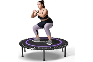 'BCAN 450LBS/550LBS Foldable Mini Trampoline, 40''/48'' Fitness Trampoline with Durable Bungees, Stable & Quiet Exercise Rebounder for Adults,Great Mini Trampoline for Indoor/Garden Workout - 2'