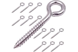ZUSFUL 12 Pieces 304 Stainless Steel Screw Eyelets Heavy Duty Screw Hook Ring for Yoga Rocking Chair Indoor Outdoor Self Tapping 3.2"