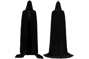 cykapu Halloween Cloak, Full Length Unisex Hooded Cape Grim Reaper Costume with Velvet, Fancy Long Cape Apparel for Christmas, Cosplay, Vampire Party, Masquerade