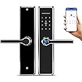 Razuvious Smart Lock,Fingerprint Door Lock with 4585 Mortise.Keyless Entry Bluetooth Lock,Free APP,IC Card,Anti-peep Code,Work with Alexa,TT Lock App Control,for Home,Office,Apartment (L9(33cm))