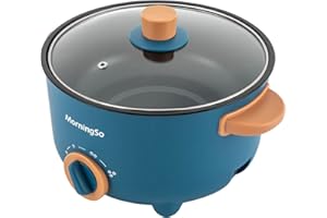HUKAIL Pentola portatile antiaderente da 3 l, multicooker elettrico con regolazione della temperatura a 3 livelli, portatile non stick con pala in legno, cucchiaio forchetta, bacchette per 3 persone, 24 x 24