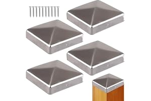 Stolplock 12x12 cm pyramidformade | 5 stycken galvaniserade metalllock, väderbeständiga & UV-beständiga med regenskydd, inklusive skruvar för träpålar, staket, trädgård, carport och terrass