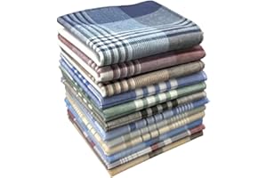 emlstyle Men's Handkerchiefs 100% Cotton Handkerchief with Check Pattern