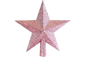 TinaDeer Weihnachtsbaum Stern Christbaumspitze Weihnachtsstern - Weihnachten Baumspitze - Weihnachtsbaumspitze Stern - Weihnachtsstern für weihnachtsbaumschmuck Party Dekoration (Rosa, 19.5cm)