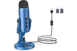 zealsound Micro USB, Microphone PC Téléphone, avec Adaptateur Light*ing et Type-C pour *Phone Mac Laptop per PS, Plug&Pluy, Micro Gaming à Condensateur, pour Enregistrement ASRM Streaming podcasting