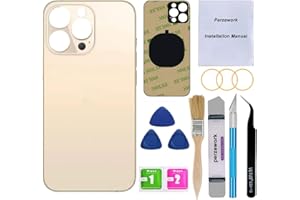 Perzework Ersatzglas für die Rückseite (Gold), kompatibel mit iPhone 13 Pro Max 6,7 Zoll, alle Träger mit vorinstalliertem Klebstoff und Reparaturwerkzeug-Kits