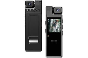 Andoer 4K Mini Body Camera, Body Cam with 180° Lens, WiFi Video Camera with Night Vision, Motion Detection, Supports App Control for Daily Recording/Service/Delivery/Conference