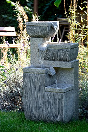 dobar Großer Design Garten-Brunnen mit Pumpe und LED´s, Polyresin, grau, 38.7 x 32.3 x 80.3 cm, 96130e - 3