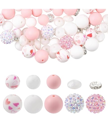 Lot De 10 Perles En Silicone Ruban Rose - Sensibilisation Cancer Du Sein - Pour Bijoux, Porte-clés, Bracelets