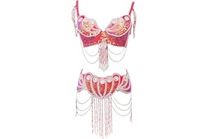 ROYAL SMEELA Belly Dance Costume For Women Professional Belly Dance Bra and Belt Beaded Bra Belly Dancing Belt Set Carnival Sexy Fancy Belly Dancing Outfit Stage Show Belly Dancing Clothes Dancewear