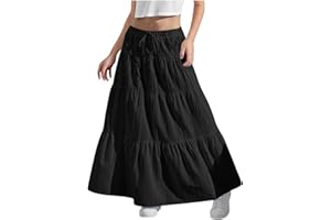 KODMNSW Maxirock Mädchen Langer Rock Faltenrock mit Fliege Maxi Skirt Elastischer Bund Breitersaum Röcke Lang Sommer Leichte Kinder Tellerrock Einfach Schick Strandrock Freizeitrock Gr.120-170