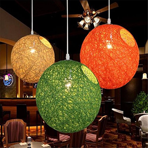 Via Rural rustic wind ball chandeliers creative personality restaurant bar small chandelier chandelier cafe ball rattan chandeliers,Green,200mm
