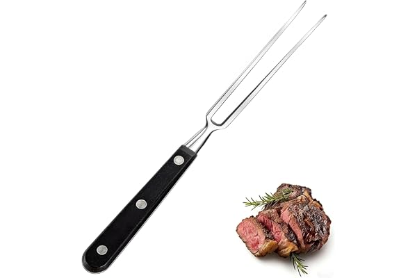 Fourchette à viande avec poignée – idee cadeau original anniversaire homme en acier inoxydable de 29 cm, camping accessoire grille barbecue, plastique pour barbecue, cuisine exterieure