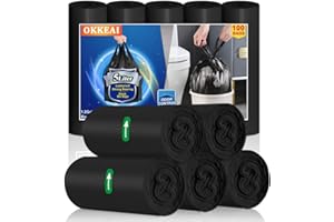 OKKEAI Small Bin Bags 5l Bin Liner Black Plastic Pedal Waste Bags with Tie Handle 100 Counts Mini Garbage Bag Toilet Trash Bags for Bathroom,Bedroom,Kitchen,Office,Fit 3,4,5,6l Rubbish Bin