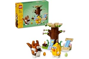 LEGO Iconic Wiosenny plac zabaw dla zwierzątek, Zabawka dla Dziecka do Zbudowania, Domek na Drzewie i Figurki Zwierząt: Ptaka i Wiewiórki, Pomysł na Prezent dla 8-latki, Dziewczynki i Chłopca, 40709