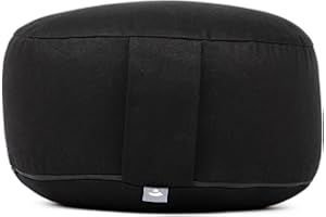 ‎BODHI Bodhi Meditationskissen Rondo ECO | Yogakissen mit Bio Dinkelfüllung | Bezug aus 100% Baumwolle | Waschbarer Bezug mit praktischer Trageschlaufe | Höhe 20 cm (schwarz)
