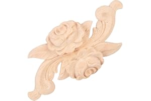 Mumusuki 4 Stück Holzblume Geschnitzte Ecke Onlay Applique Türschrank Vintage Style Möbel DIY Home Tür Wandschrank Rahmen Dekor(E)