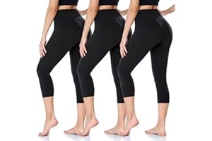 ‎ACTINPUT ACTINPUT Capri Leggings Damen 3/4 Caprihose High Waist Schwarz Sport Leggins Elastische Blickdicht Yogahose Sporthose Laufhose Sommer Große Größen Leggings