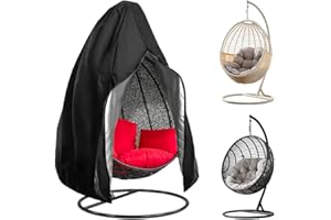 LUKDUNG Pokrowiec na fotel wiszący, pokrowiec ochronny na fotel wiszący, 210D Oxford, pokrowiec na fotel wiszący, outdoorowy, z zamkiem błyskawicznym, sznurkiem, wodoszczelny, wiatroszczelny, czarny,
