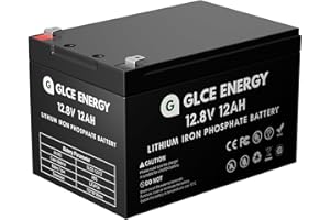 GLCE ENERGY 12V 12Ah LiFePO4 Battery Built-in 12A BMS, 10000+ Deep Cycles, 10-Year Lifespan, Perfect for Power Wheel, Fish Finder, Ride-on Toys, LED Light, Security Camera, Camping…