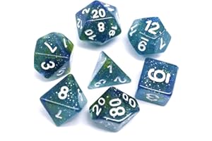 FLEXBLE DND Würfel Polyedrische Würfel Set RPG Blau Nebel Würfel für Dungeons und Dragons (D & D) Pathfinder MTG Würfel Brettspieltisch Spiel Würfel 7-Würfel Set