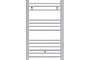 FACULA Fácula - Radiador Toallero DE Agua Ocean Cromado 803x550mm | (NO Eléctrico) | 3 Soportes+purgador | Conexiones 3x1/2