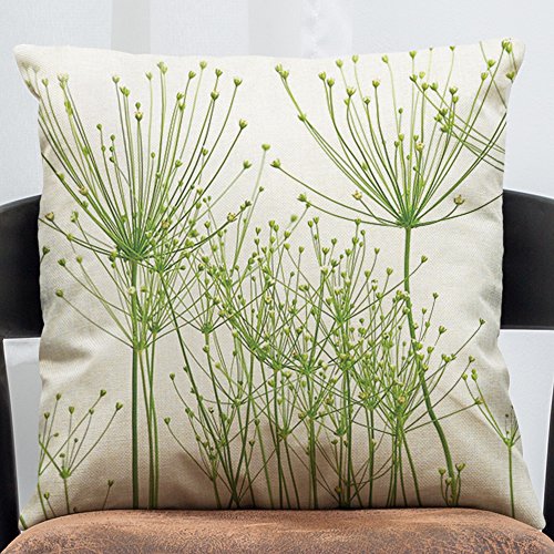 MStar Frühling Grün gedruckt Muster Kissenbezug 45X45cm Leinen-Baumwoll atmungsaktiv Kissenhülle Kopfkissenbezug - 2