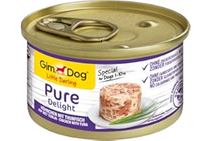 GimDog Pure Delight Poulet au thon - Snack pour chiens riche en protéines à la viande tendre dans une savoureuse gelée - 12 boîtes (12 à 85 g)