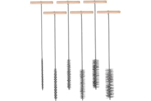 Zocipro 6Pcs Spazzola per Fori in Acciaio Inossidabile 8/12/16/20/25/30mm, Spazzola di Pulizia Tubolare con Manico in Legno, Spazzola per La Pulizia dei Fori per Trapani a Percussione