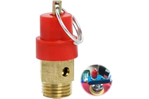 KIKI FANCY Válvula de seguridad para compresor de aire comprimido, válvula de limitación de presión G1/4, rosca exterior, 115 psi, presión de ajuste, color rojo, compresor de aire, válvula de seguridad, 1 unidad