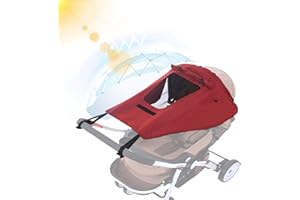 Furforstk sombrilla carro bebe universal con protección UV 50+ parasol carro bebe impermeable parasol carrito bebe universal con mirilla y alas de sombra, capota universal silla paseo (Rojo)
