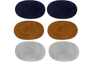 zalati Lot de 6 patchs coudières ovales à coudre pour appliques - 2 bleus + 2 gris + 2 camel