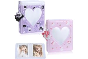 HJZHII Kpop segregator na fotokartkę z 5 uroczymi dekoracjami, mini album na zdjęcia 8,6 cm, miłość, serce, puste etui na karty fotograficzne, z wisiorkiem, 40 kieszeni, na standardowe fotokartki,