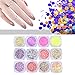 JACKY Black Friday Christmas 12pc Nail Art Pearl Fluorescence Sequins Nail Decals Nail Decoration