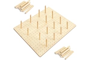Kigley 3 Pcs Wood Pegboard Drawer Organizer with 32 Pegs Wooden Peg Board Drawer Shelf Organizer Adjustable Drawer Peg System for Dishes Plate Pot Container Cookware Utensil Kitchen (20.98 x 5.91 in)