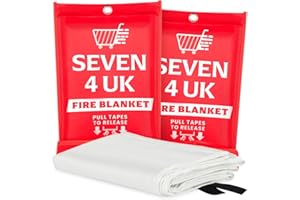 SEVEN4-UK 1 Pack Premium Fire Blanket 1M x 1M – Kitemarked Fiberglass Emergency Fire Suppression Blanket for Kitchen, Home, Office & Caravan – Fireproof, Heat-Resistant & Compact Storage