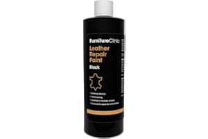 Furniture Clinic Peinture et teinture pour réparation du cuir | Colorant auto-scellant pour une retouche rapide et facile | Convient aux canapés et sièges de voiture en cuir - Noir 500ml
