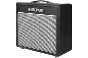 Nux Mighty 20 BT amplificador portátil, amplificador de guitarra (20 vatios de salida, 4 canales, 9 efectos diferentes, conector auxiliar de 3,5 mm, altavoz de 8 pulgadas, bluethooth), Negro.