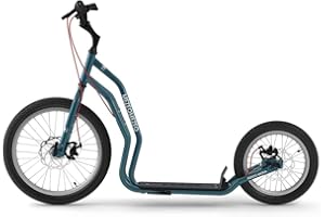 La Trottinette Yedoo Mezeq pour Adultes (jusqu'à 150 kg), Trottinette Tout-Terrain (pneus 20"/16") avec béquille et Guidon réglable, cani-Trottinette avec Freins à Disque