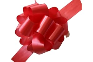 WITTY CUTIES Large Pull Bows for Gifts Wrapping Ribbon Bows Red Present Wrapping Bows Pompom Gift Bows Wreath Making Crafting Wedding Basket Flower Bouquets Pack of 5