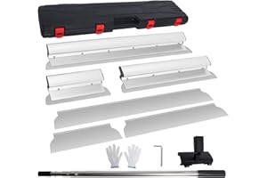 GEKUFA Espátula Pladur Profesional, Juego de Llana Alisar Paredes con Mango de Aluminio Ajustable y Hoja de Repuesto, Espatula Masilla Pladur para Enlucido de Paredes y Techos (30cm + 55cm + 80cm)