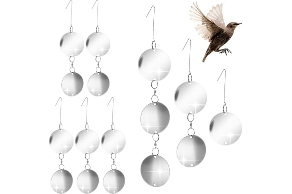 COM-FOUR® Ensemble Anti-Oiseaux de 56 pièces - Carillon éolien réfléchissant - Épouvantail Contre Les Corbeaux, Les étourneaux et Les choucas pour l'extérieur