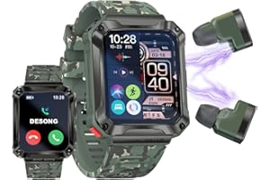 Desong Smart Watch With Earbuds,1.96 inch Smart Watch With Call Function,Watch Buds,3 in 1 Smartwatch Buit-in 4GB Memory,Recording,Sleep Monitor,Waterproof,Fitness Tracker for iOS Android