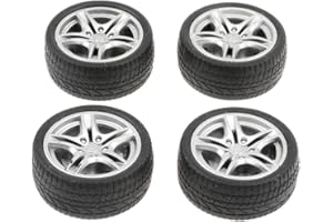 KESOTO 4pcs Miniatur Autoreifen Gummireifen Felge Reifen, DIY Spielzeugauto Zubehör