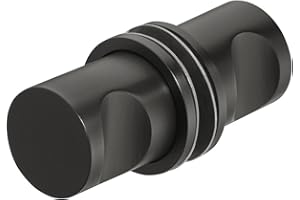 Gedotec Duschtür-Knopf Edelstahl schwarz Glas-Türgriff rund für Duschtüren - H3035 | Duschkabinen-Knauf zum Schrauben | Bohr-Ø 9 mm | Knopf-Griff 35 x 25 mm | 1 Paar - Design Türknopf für Glastüren