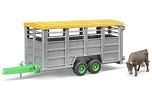 bruder 02227 - Bétaillère avec 1 vache, Transport d'animaux, Remorque, Agriculture, Ferme, Camion, Jouets