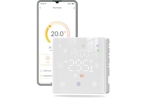 MOES Termostato WiFi a batería calefaccion la Caldera, Termostato programable controlable por Voz, Apto para calderas de Gas de 2 Hilo, Compatible con Google Assistant/Alexa/Tuya/Smart Life