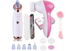 SALA SAFE Cepillo limpiador y masajeador facial electrico para limpieza cara 4en1 y succionador de puntos negros espinillas nariz. Pack salud belleza con kit agujas y cepillo silicona cuidado piel de regalo