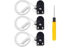 Acmerota 3 Stück Zugschalter 2A 250V AC Zugschnurschalter, seitliche Betätigung, Mini-Zugschnurschalter, Einbau-Zugschalter für Badezimmerleuchte, Wandleuchte mit Schraubendreher