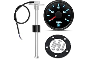 PIOUSUNT Kraftstoffstandsanzeige mit Kraftstoffstandssensor, 0-190ohms 7 Hintergrundbeleuchtung Universal Auto Kraftstoffstandsanzeige Tankuhr mit Wasserstandssensor Kraftstoffsensor für, Boot, Wohnmobil
